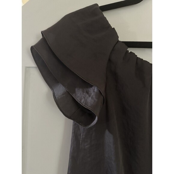 Club Monaco Olive Green Dress Off Shoulder Flutter Sleeve Mini Size 4 80’s Style - Picture 5 of 7